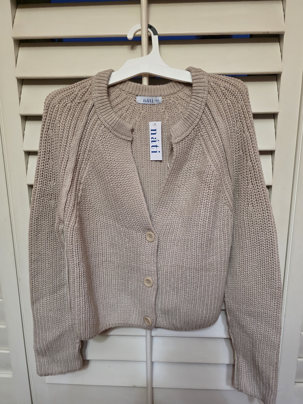 Rib-Knit Button Front Sweater Cardigan - Cream